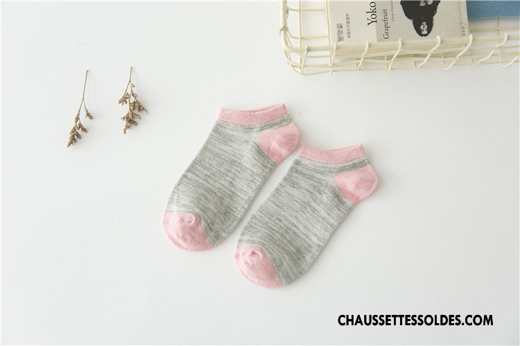 Chaussette Basse Femme Coton Frais Style Chaud Plaine Chaussette Courte Chaussette Basse Coupée Pure Rose