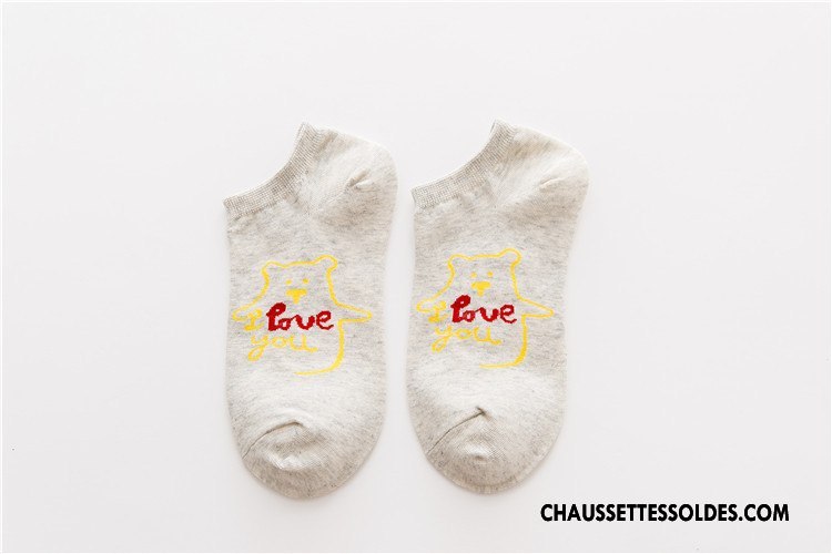 Chaussette Basse Femme Coton Le Nouveau Dessin Animé Chaussette Courte 100% Coton Chaussette Basse Coupée Jaune