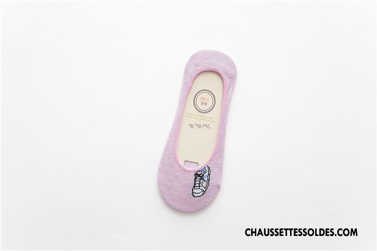 Chaussette Basse Femme Coton Silicone Le Nouveau Invisible Printemps Été Violet Clair