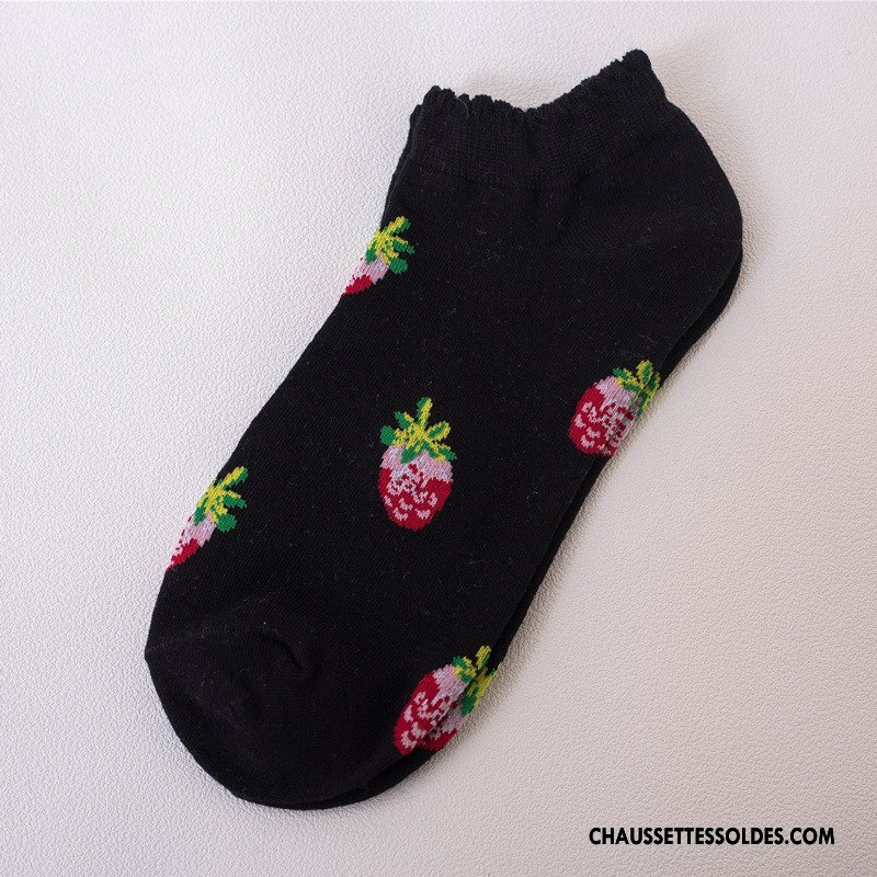 Chaussette Basse Femme Court Frais Élève Nouvelles Arrivées Fraise Chaussettes En Coton Bleu