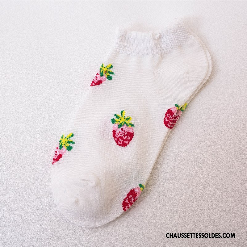 Chaussette Basse Femme Court Frais Élève Nouvelles Arrivées Fraise Chaussettes En Coton Bleu
