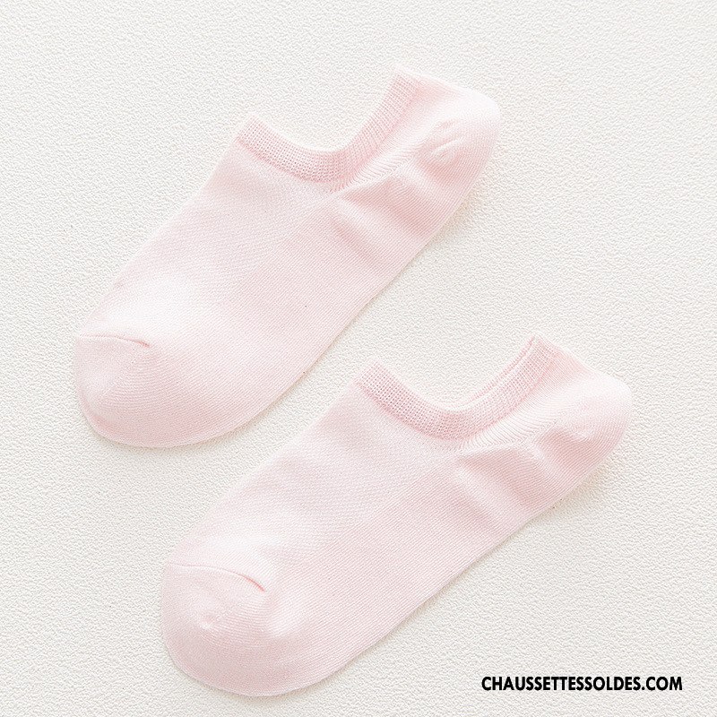 Chaussette Basse Femme Courte Cuisse Fishnet Chaussette Basse Coupée Dame Respirant Été Rose