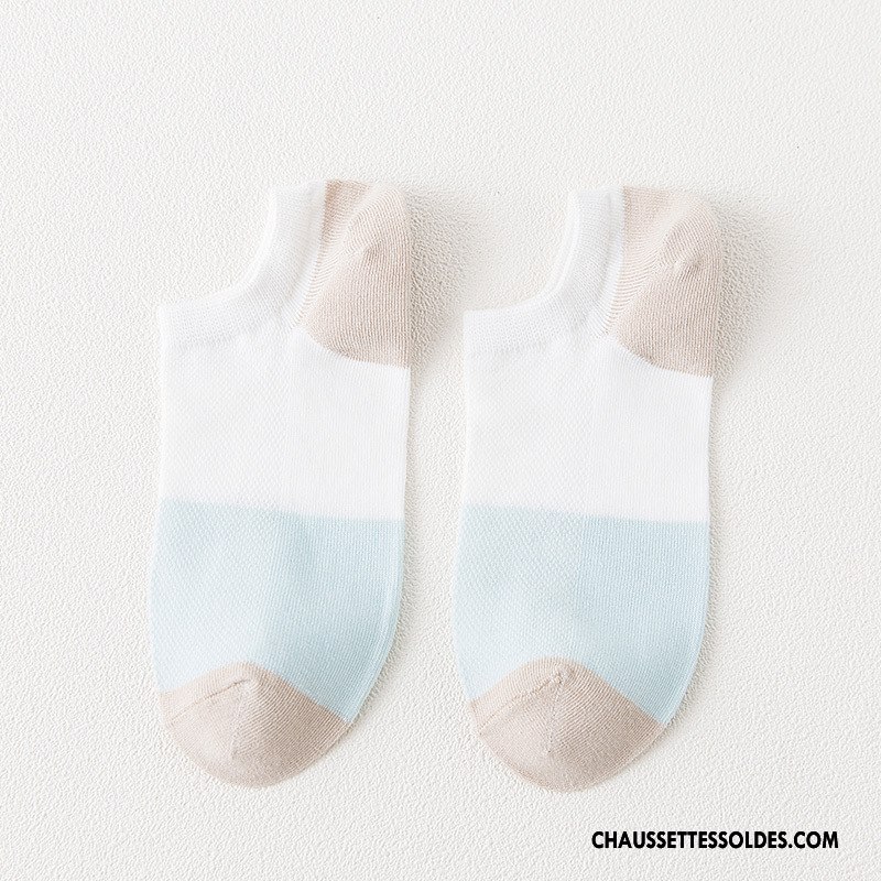 Chaussette Basse Femme Courte Grille Kaki Rayé Toutes Les Saisons Frais