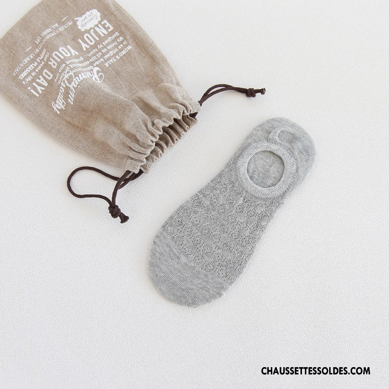 Chaussette Basse Femme Creux Guipure Chaussette Basse Coupée Dame Été Matelassé En Maille Gris