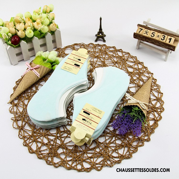 Chaussette Basse Femme Dame Chaussette Basse Coupée Silicone 100% Coton Antidérapant Invisible Pure Rose Clair