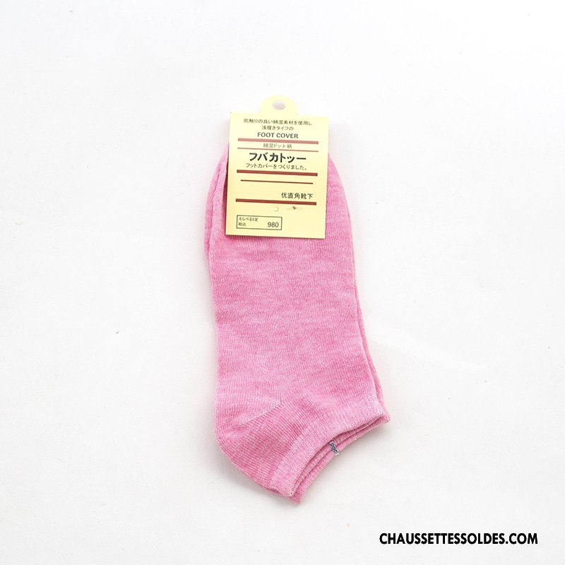 Chaussette Basse Femme Dame Chaussette Courte Été 100% Coton Printemps Le Nouveau Couleurs De Bonbons Pure Rose Clair