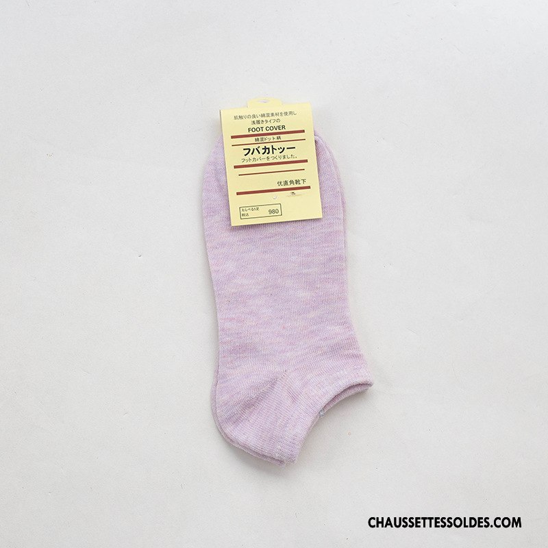 Chaussette Basse Femme Dame Chaussette Courte Été 100% Coton Printemps Le Nouveau Couleurs De Bonbons Pure Rose Clair