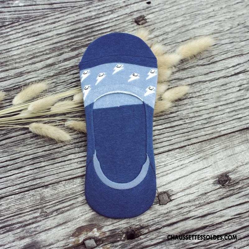 Chaussette Basse Femme Dame Invisible Chaussette Basse Coupée Chaussettes En Coton Le Nouveau Casual Couleurs De Bonbons Bleu