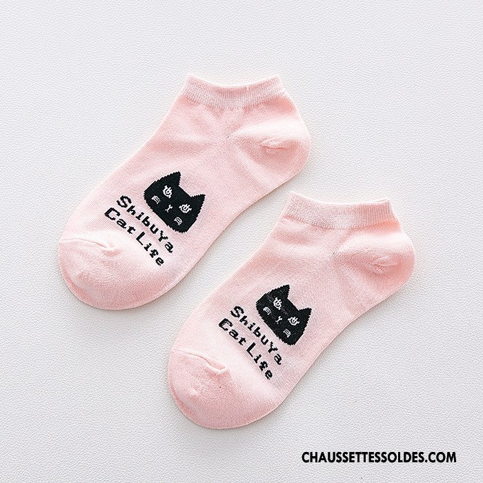 Chaussette Basse Femme Dame Le Nouveau 100% Coton Chaussette Basse Coupée Dessin Animé Courte Couleurs De Bonbons Rose