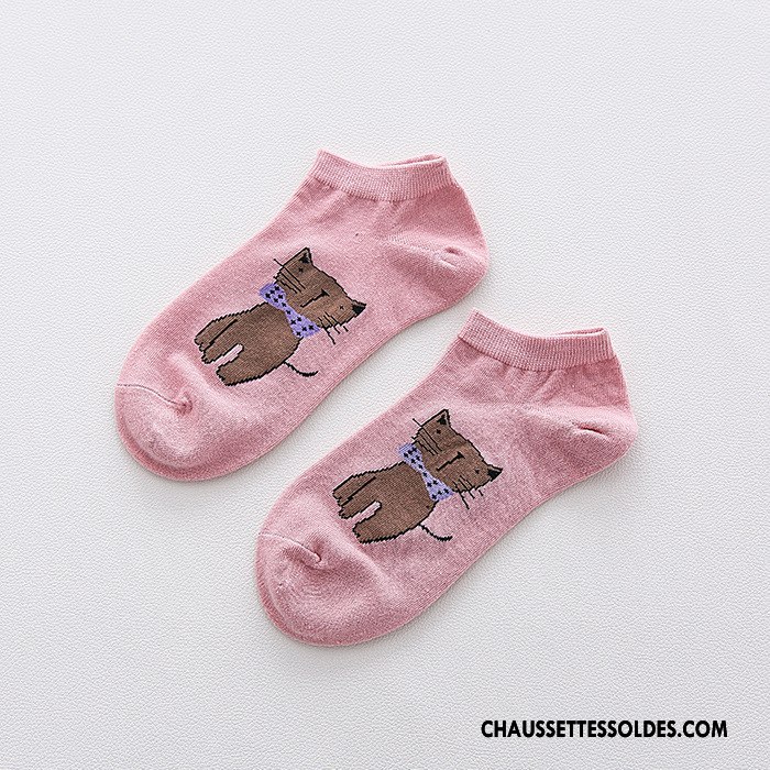 Chaussette Basse Femme Dame Le Nouveau 100% Coton Chaussette Basse Coupée Dessin Animé Courte Couleurs De Bonbons Rose