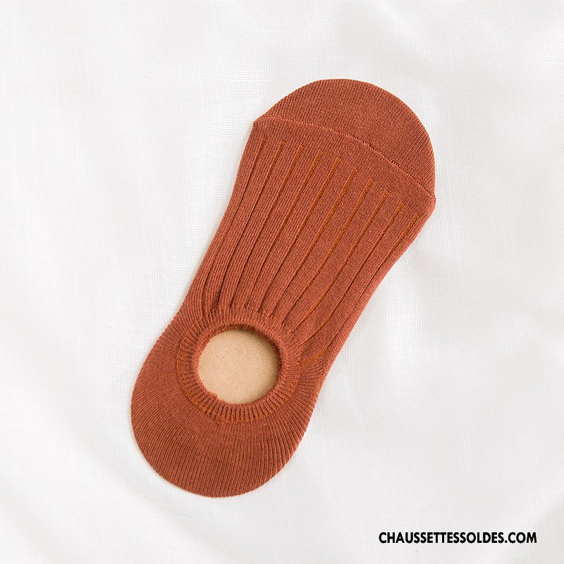 Chaussette Basse Femme Dame Matelassé Antidérapant Nouvelles Arrivées Fleurs Invisible Pure Marron / Brun Clair