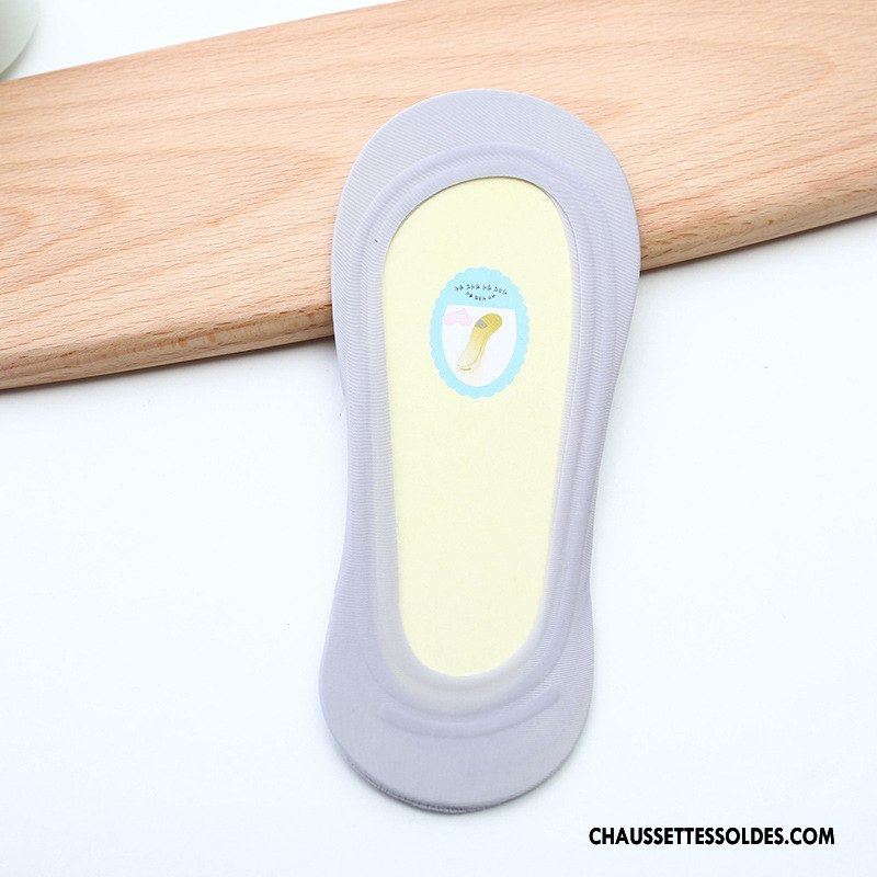 Chaussette Basse Femme Dame Matelassé Printemps Silicone Antidérapant Chaussette Basse Coupée Pure Blanc Clair