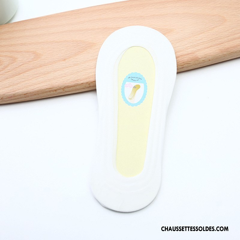 Chaussette Basse Femme Dame Matelassé Printemps Silicone Antidérapant Chaussette Basse Coupée Pure Blanc Clair