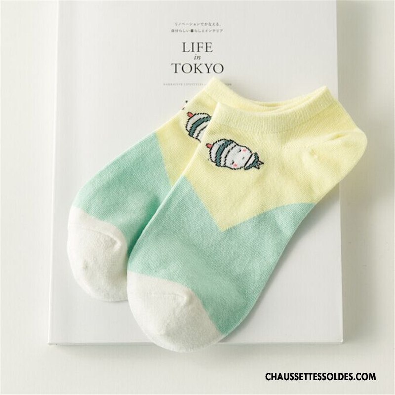 Chaussette Basse Femme Dame Modèle La Vie Chaussette Basse Coupée Printemps Été Vert Clair