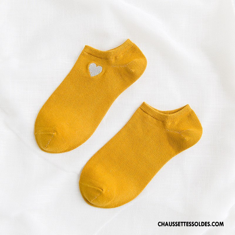 Chaussette Basse Femme Dame Nouvelles Arrivées Chaussette Courte Coton Bio Tendance Mode Jaune