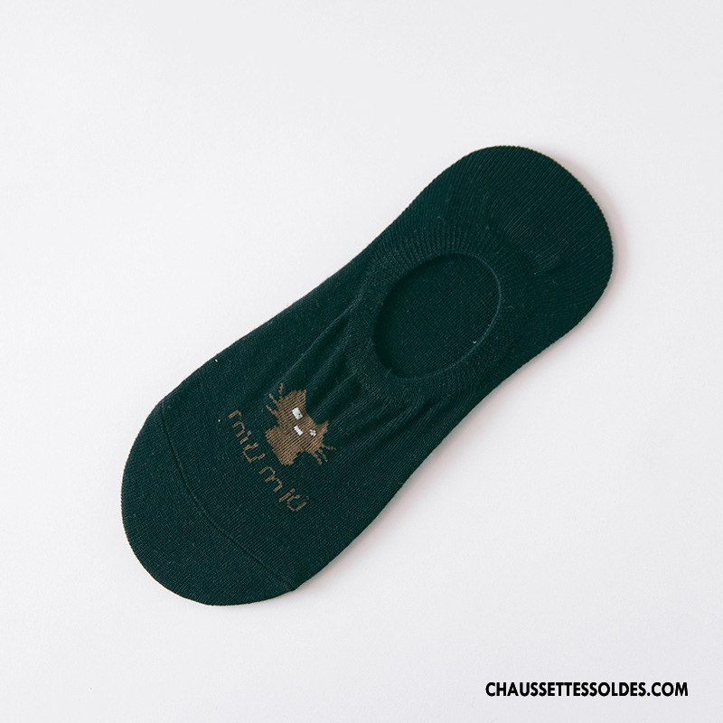 Chaussette Basse Femme Dame Été Chaussette Basse Coupée Chat Chaussette Courte Antidérapant Pure Rouge Clair