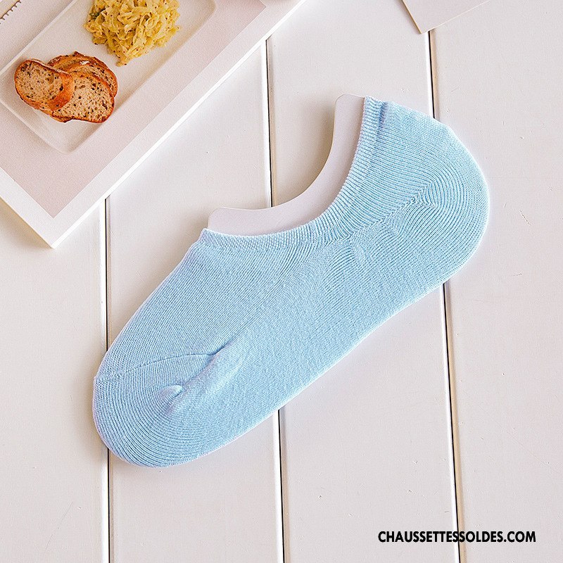 Chaussette Basse Femme Dame Été Chaussette Basse Coupée Le Nouveau Invisible Printemps Couleurs De Bonbons Bleu Clair Pure