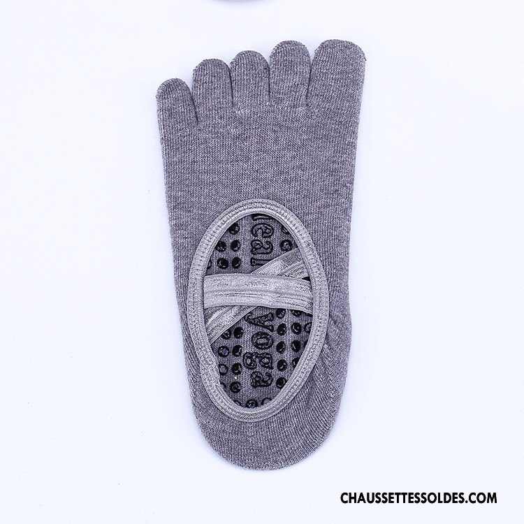 Chaussette Basse Femme Danse Antidérapant Cinq Doigts Métier Traverser Yoga Noir