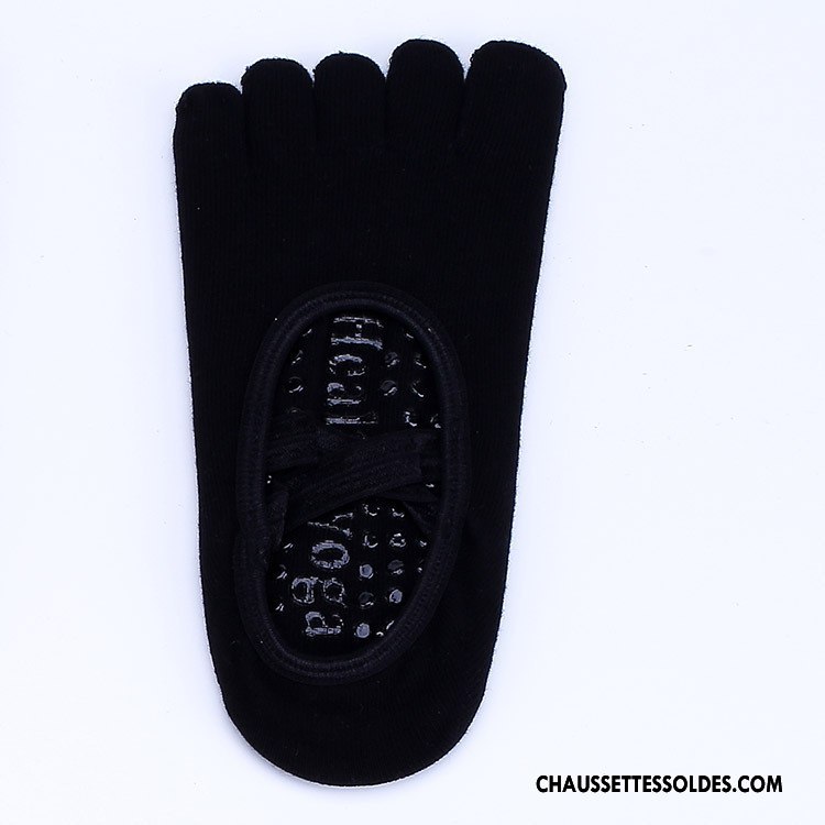 Chaussette Basse Femme Danse Antidérapant Cinq Doigts Métier Traverser Yoga Noir