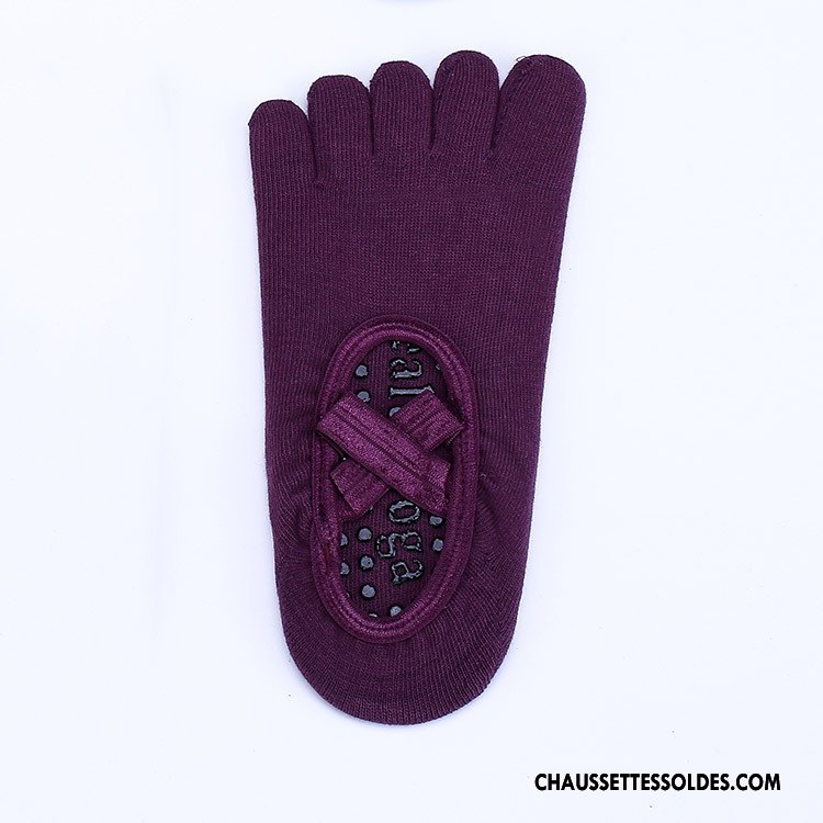Chaussette Basse Femme Danse Antidérapant Cinq Doigts Métier Traverser Yoga Noir