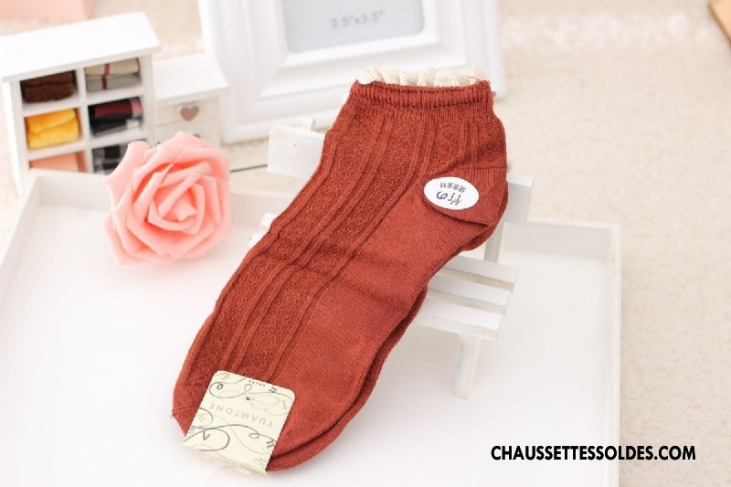 Chaussette Basse Femme Dentelle Chaussette Basse Coupée Bambou Rose