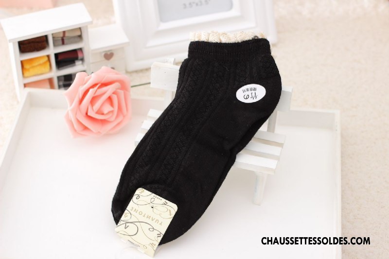 Chaussette Basse Femme Dentelle Chaussette Basse Coupée Bambou Rose