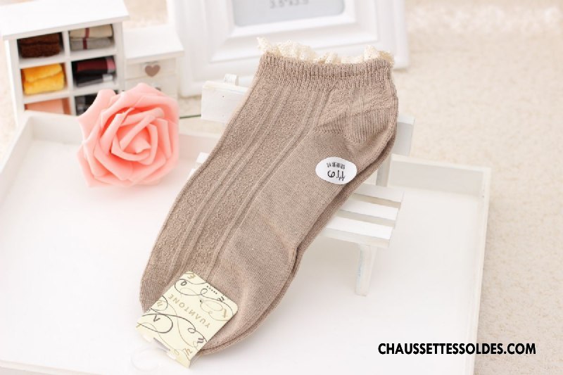 Chaussette Basse Femme Dentelle Chaussette Basse Coupée Bambou Rose