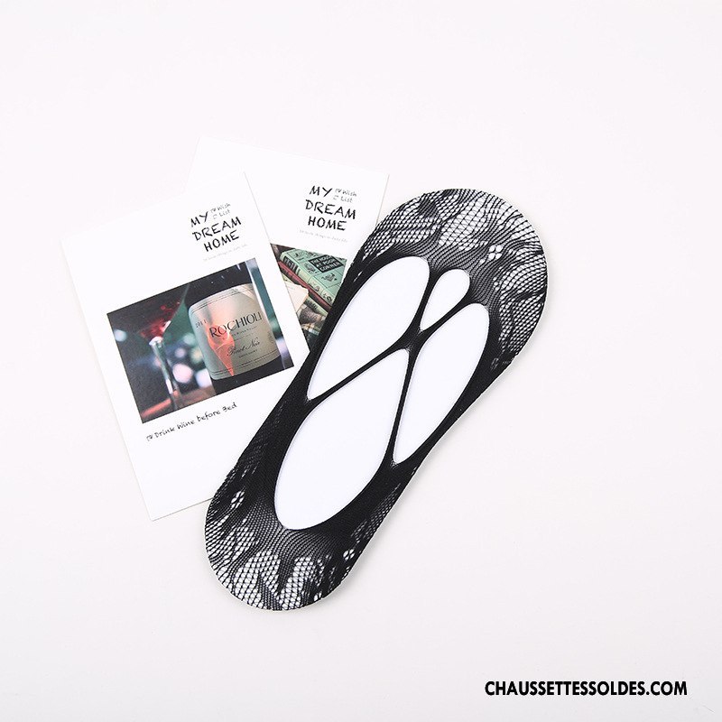 Chaussette Basse Femme Dentelle Invisible Engrener Tendance Dame Nouvelles Arrivées Noir Clair