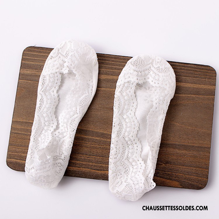 Chaussette Basse Femme Dentelle Silicone Anti-off Engrener Invisible Chaussette Basse Coupée