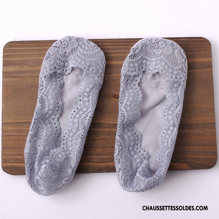 Chaussette Basse Femme Dentelle Silicone Anti-off Engrener Invisible Chaussette Basse Coupée