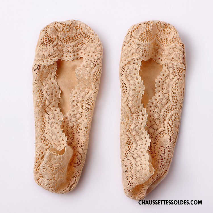 Chaussette Basse Femme Dentelle Silicone Anti-off Engrener Invisible Chaussette Basse Coupée