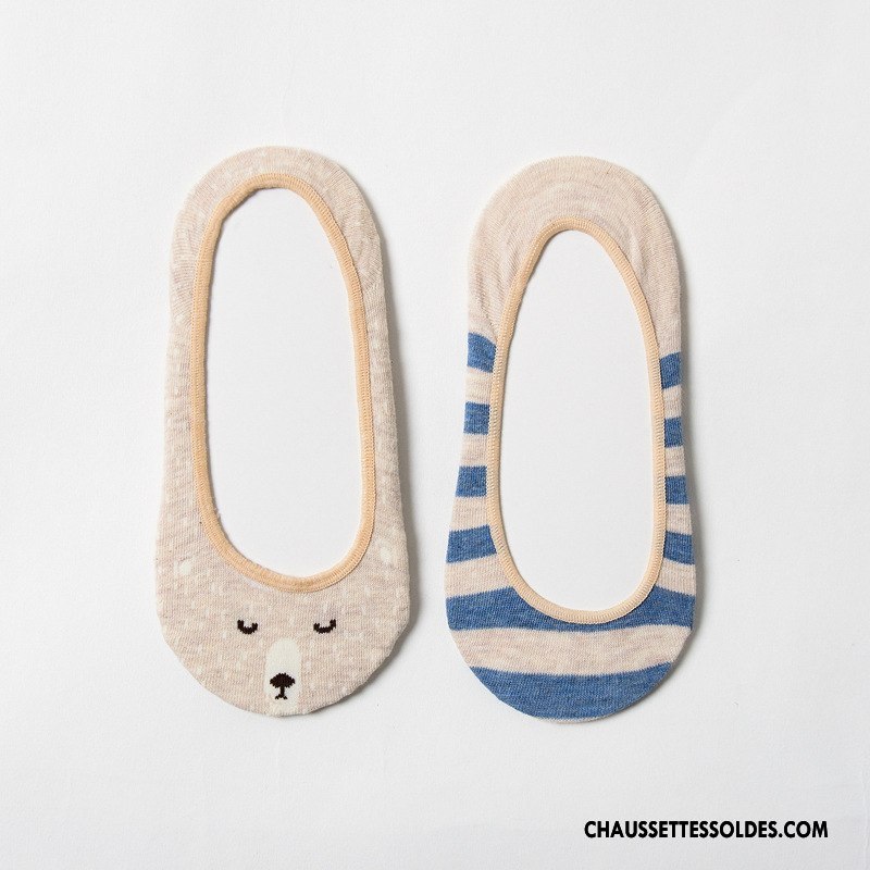 Chaussette Basse Femme Dessin Animé 100% Coton Nouvelles Arrivées Rétro Invisible Dame Bleu