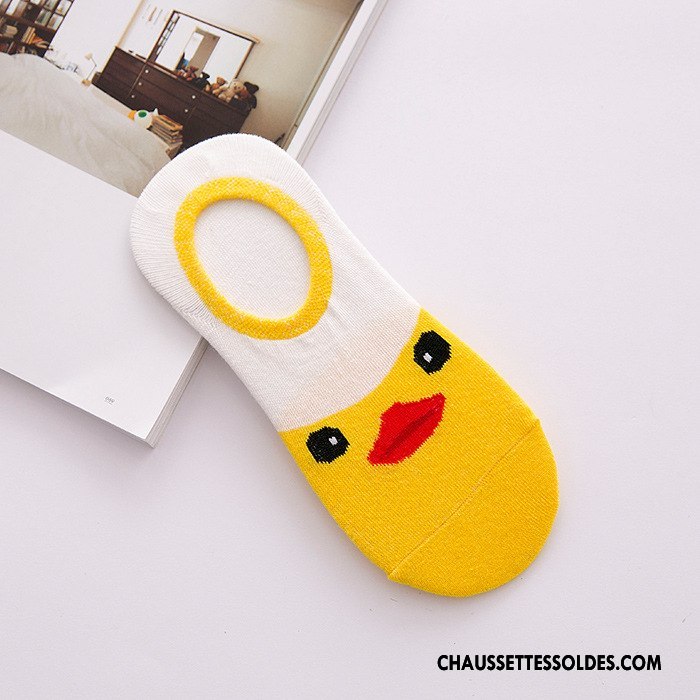 Chaussette Basse Femme Dessin Animé Chaussette Basse Coupée Petit Invisible Chaussettes En Coton Été Jaune Clair