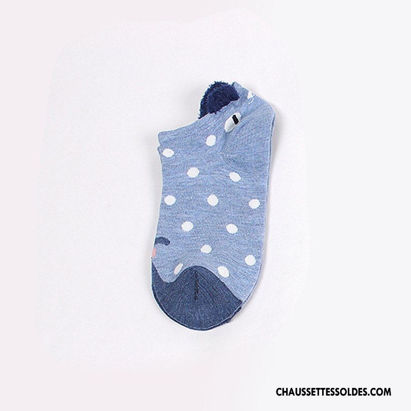 Chaussette Basse Femme Dessin Animé Chaussettes En Coton Dimensionnel Dame Matelassé Bleu