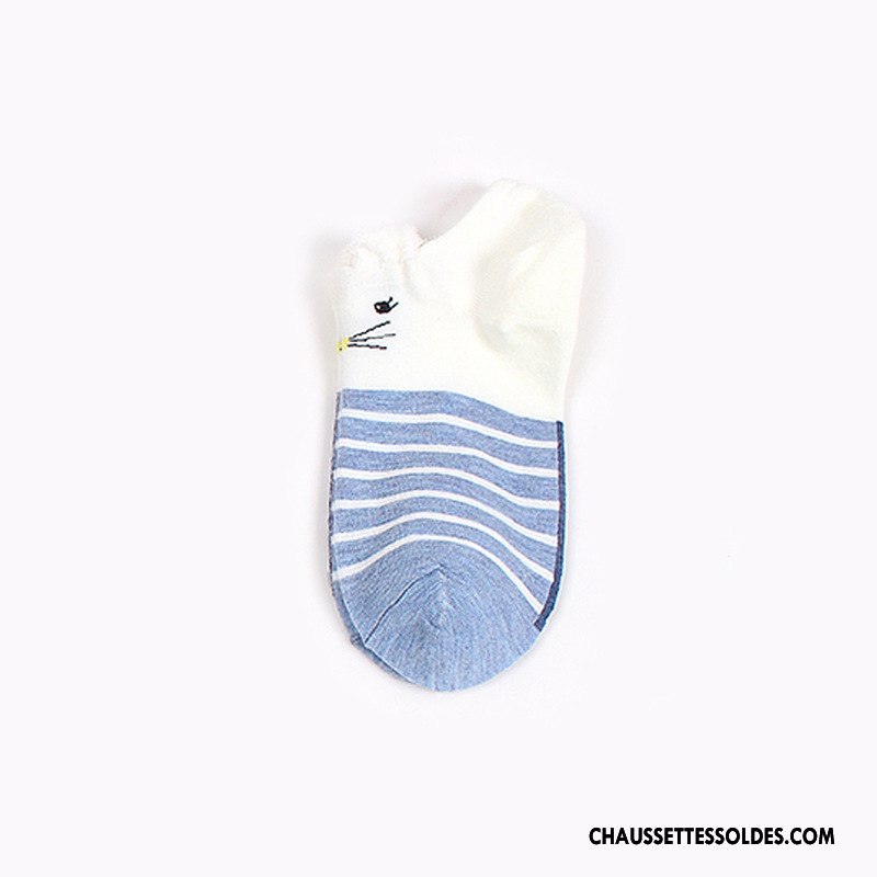 Chaussette Basse Femme Dessin Animé Chaussettes En Coton Dimensionnel Dame Matelassé Bleu