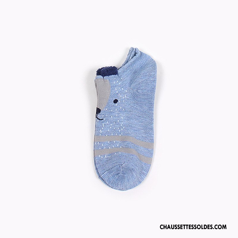 Chaussette Basse Femme Dessin Animé Chaussettes En Coton Dimensionnel Dame Matelassé Bleu