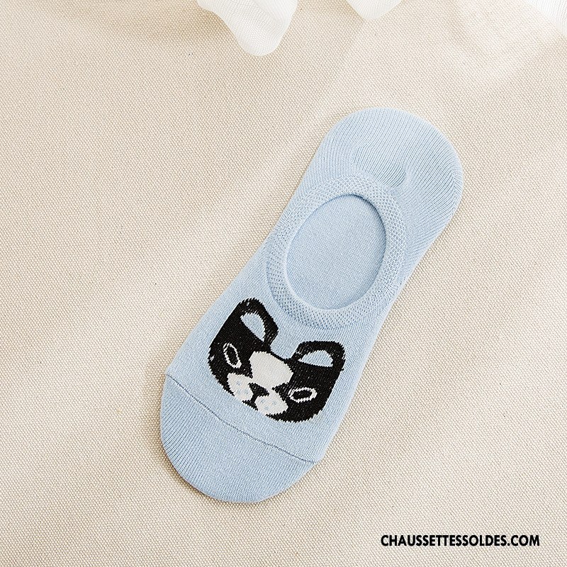 Chaussette Basse Femme Dessin Animé Invisible 100% Coton Le Nouveau Animal Printemps Bleu
