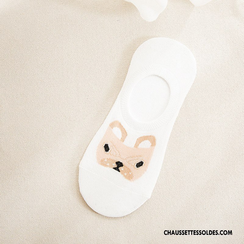 Chaussette Basse Femme Dessin Animé Invisible 100% Coton Le Nouveau Animal Printemps Bleu