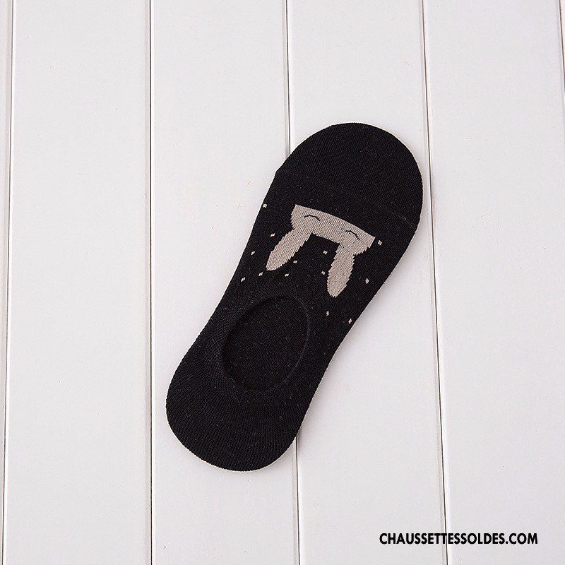 Chaussette Basse Femme Dessin Animé Lapin Charmant Été Chaussette Courte Style Chaud Blanc Clair