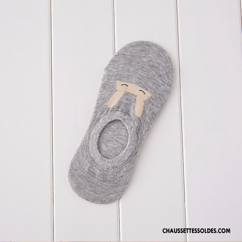 Chaussette Basse Femme Dessin Animé Lapin Charmant Été Chaussette Courte Style Chaud Blanc Clair