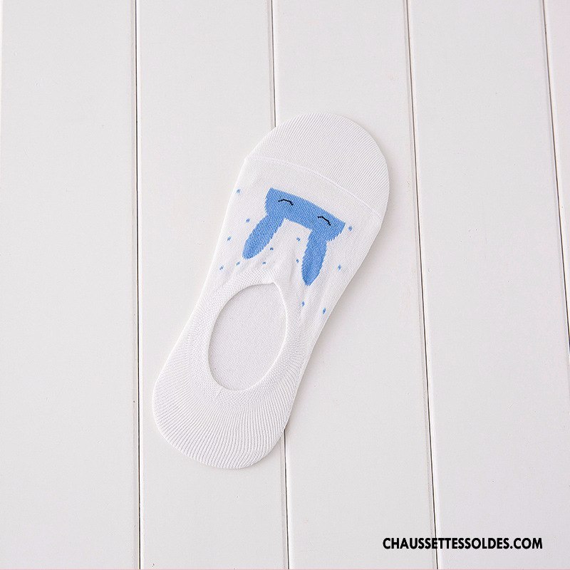 Chaussette Basse Femme Dessin Animé Lapin Charmant Été Chaussette Courte Style Chaud Blanc Clair