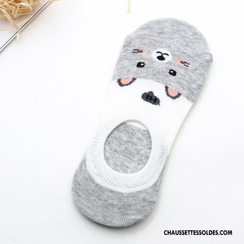 Chaussette Basse Femme Dessin Animé Le Nouveau Animal Invisible Casual Silicone Gris