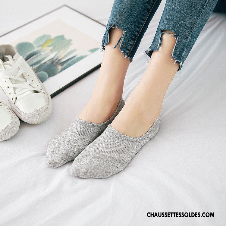 Chaussette Basse Femme Engrener Antidérapant Invisible Été Silicone Tous Les Assortis Pure Bleu Clair