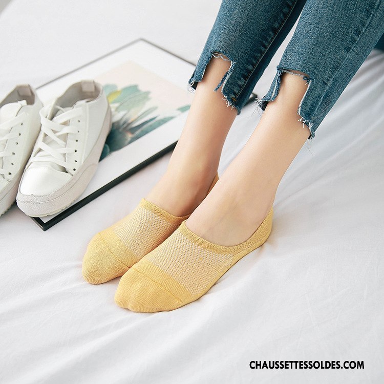 Chaussette Basse Femme Engrener Antidérapant Invisible Été Silicone Tous Les Assortis Pure Bleu Clair