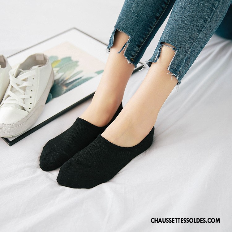 Chaussette Basse Femme Engrener Antidérapant Invisible Été Silicone Tous Les Assortis Pure Bleu Clair