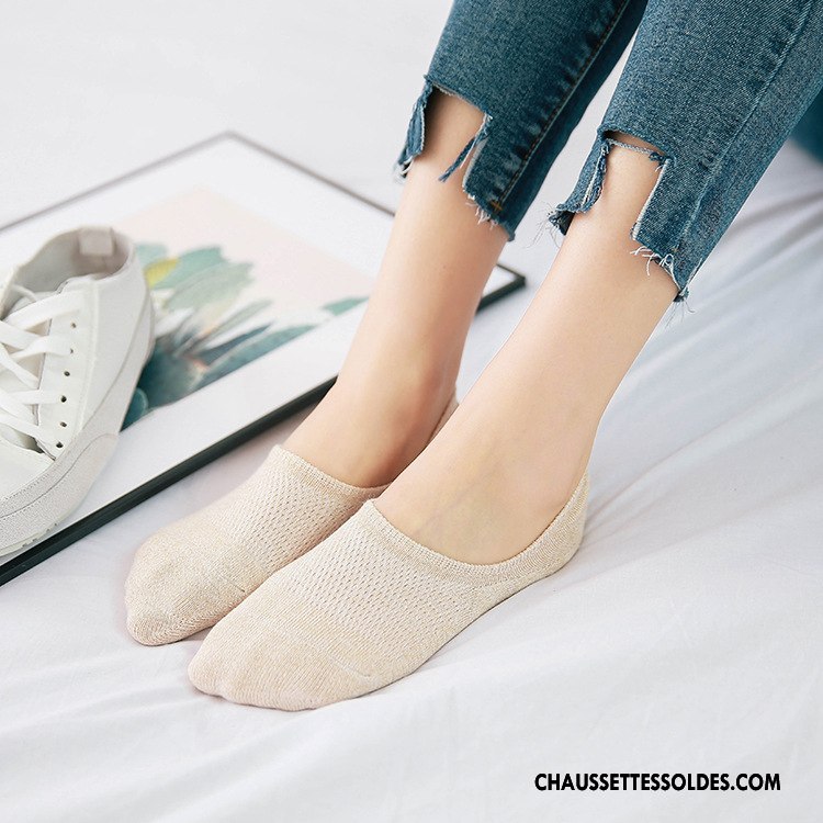 Chaussette Basse Femme Engrener Antidérapant Invisible Été Silicone Tous Les Assortis Pure Bleu Clair