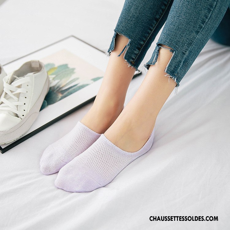 Chaussette Basse Femme Engrener Antidérapant Invisible Été Silicone Tous Les Assortis Pure Bleu Clair