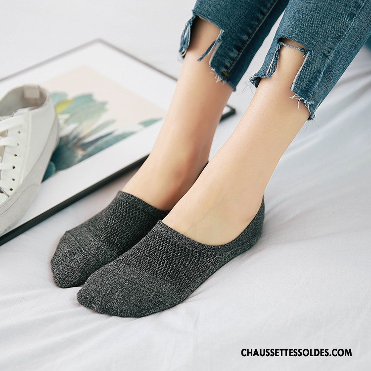 Chaussette Basse Femme Engrener Antidérapant Invisible Été Silicone Tous Les Assortis Pure Bleu Clair