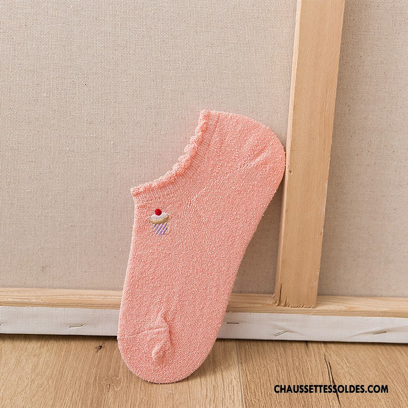 Chaussette Basse Femme Frais Dame Brodé Yarn Dessin Animé Nouvelles Arrivées Rose Clair