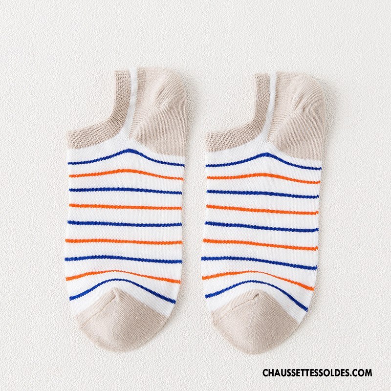 Chaussette Basse Femme Grille Dame Le Nouveau Rayé Tous Les Assortis Chaussette Basse Coupée Blanc
